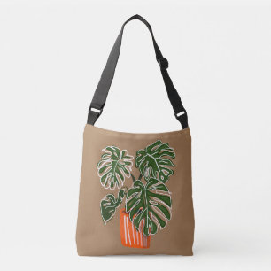 Potted Monstera Pflanze Crossbody Pflanze Tragetaschen Mit Langen Trägern