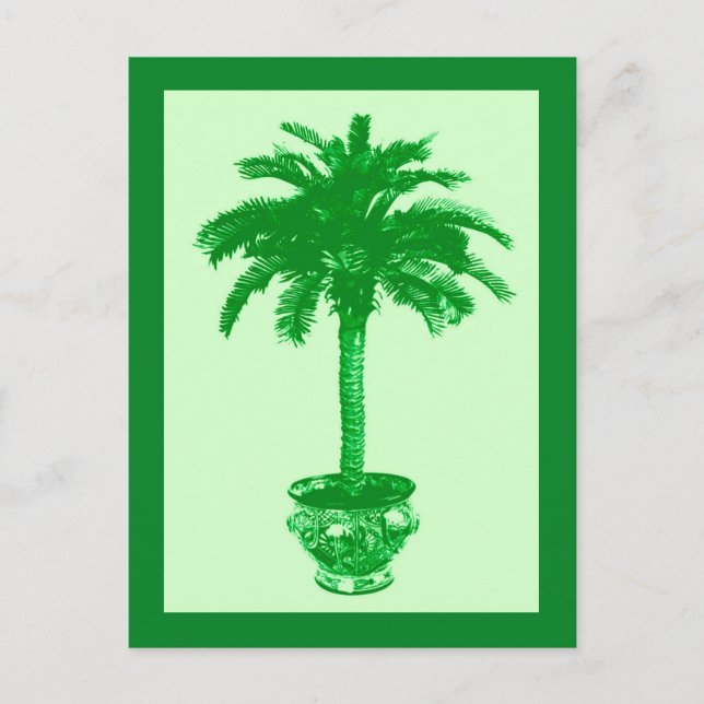 Potted Palm Tree, Emerald und Light Green Postcard Postkarte (Vorderseite)