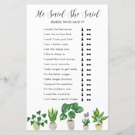 Potted Pflanze Brautparty Spiel sagte er sagte, si