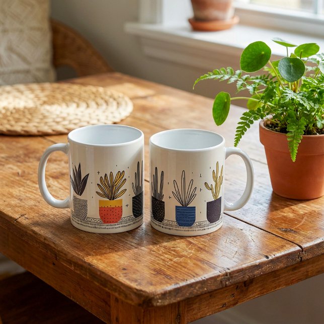 Potted Pflanze Row Spaß Botanisch Kaffeetasse (Potted Plants Row fun Botanical Coffee Mug.)