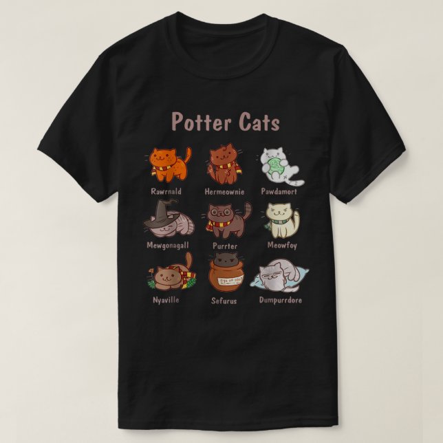 Potter Cat Funny Cat Lover Fun Cat Eigentümer Nied T-Shirt (Design vorne)