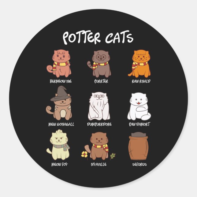 Potter Cats für die Katzenüberdeckung Runder Aufkleber (Vorderseite)