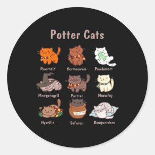 Potter Cats für Katzen Liebhaber Runder Aufkleber