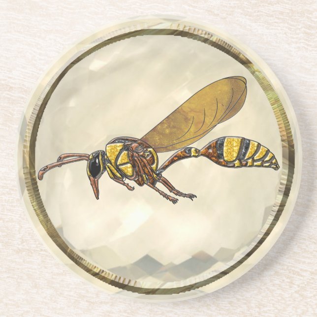 Potter Wasp Sandstein Untersetzer (Vorne)