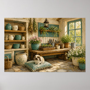 Potting Shed Häschen Wandkunst Druck Poster
