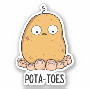 Pottoes Funny Potato with Toes Pun Aufkleber