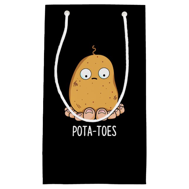 Pottoes Funny Potato with Toes Pun Dark BG Kleine Geschenktüte (Vorderseite)