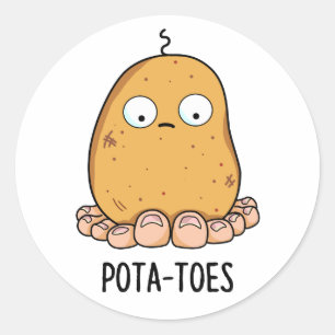 Pottoes Funny Potato with Toes Pun Runder Aufkleber