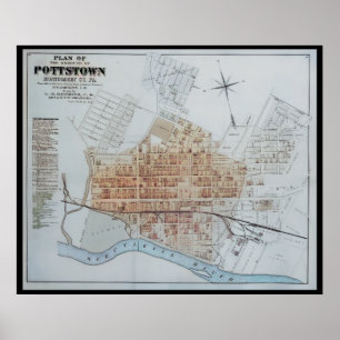 Pottstown Stadtplan PA Pennsylvania 1871 Poster