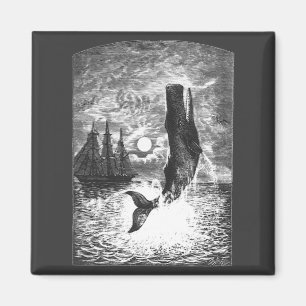 Pottwal durchbricht die Wasseroberfläche, Vintage Magnet