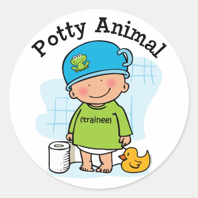 Potty Animal Boy Sticker (Vorderseite)