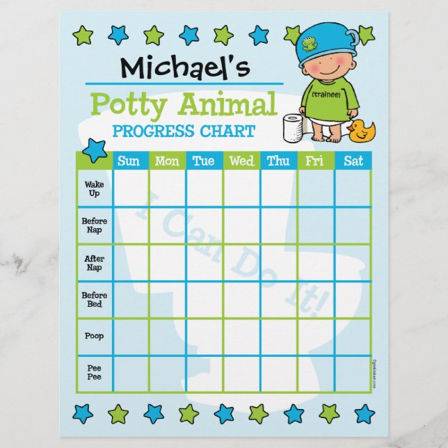 Potty Animal Boy Training Chart (Vorderseite)