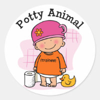 Potty Animal Girl Sticker