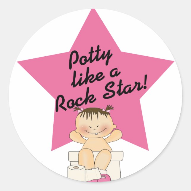 Potty like a Rock Star Girl Runder Aufkleber (Vorderseite)