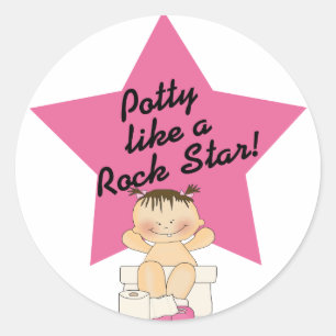 Potty like a Rock Star Girl Runder Aufkleber