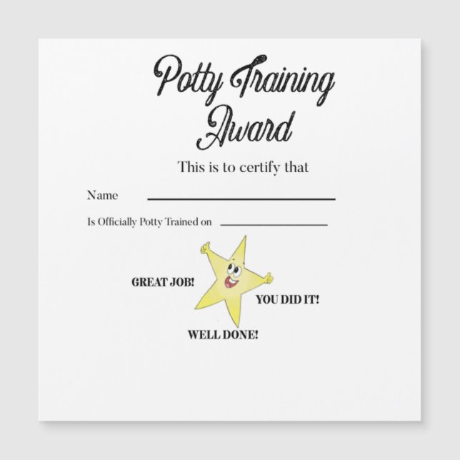 Potty Training Award Magnetkarte (Vorderseite)