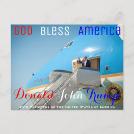 POTUS Donald Trump schwenkt Luftwaffe One USA Postkarte