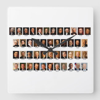 POTUS Portraits Wall Clock Quadratische Wanduhr