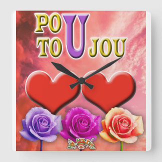 Pou Toujou Quadratische Wanduhr