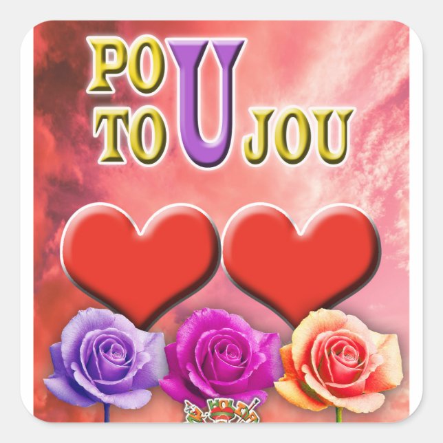Pou Toujou Quadratischer Aufkleber (Vorderseite)