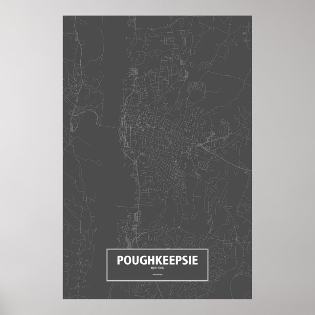Poughkeepsie, New York (weiß auf schwarz) Poster (Vorne)