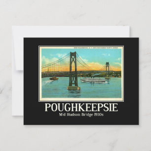Poughkeepsie NY Mid Hudson Bridge 1930er Postkarte