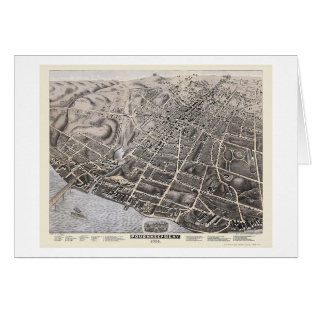 Poughkeepsie, NY panoramische Karte - 1874 (Vorderseite (Horizontal))
