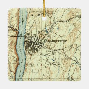 Poughkeepsie NY Vintag Map Keramikornament