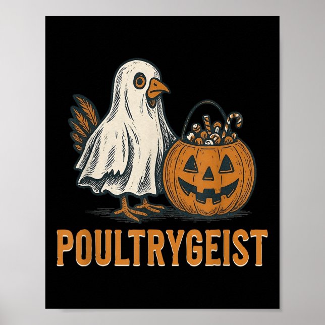 Poultrygeist Chicken Ghost Pumpkin Kostüm Hallowe Poster (Vorne)