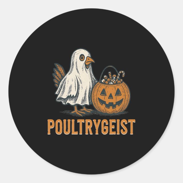 Poultrygeist Chicken Ghost Pumpkin Kostüm Hallowe Runder Aufkleber (Vorderseite)