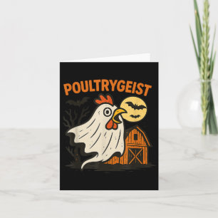 Poultrygeist Funny Chicken Ghost Halloween Pun Des Karte