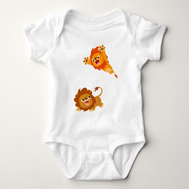 Pouncing und Punced! Cartoon Lions Baby Strampler (Vorderseite)