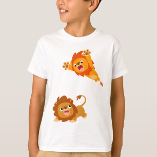 Pouncing und Punced! Cartoon Lions Kinder T - Shir T-Shirt