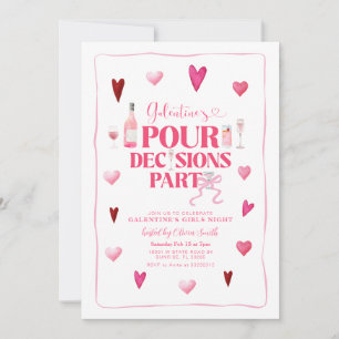 Pour Decision Pink Galentine Girl's Party Einladung