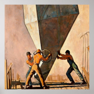 "Pouring Cement Boulder Dam" von Maynard Dixon Poster