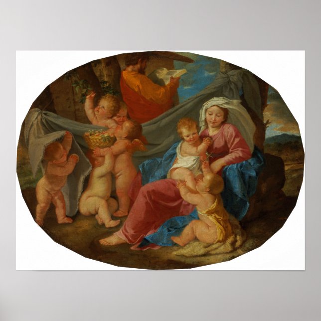 Poussin - Die Erholung über den Flug nach Ägypten Poster (Vorne)