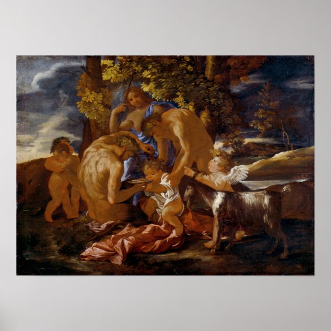 Poussin - Die Geburt des Bacchus Poster (Vorne)