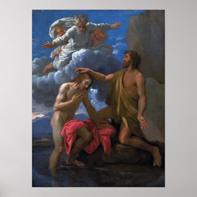 Poussin - Saint John Baptizing Christ Poster (Vorne)