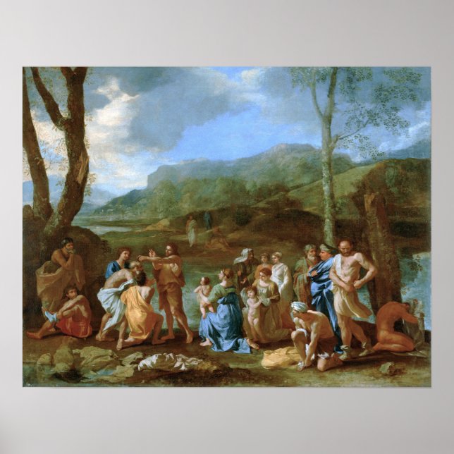 Poussin - Saint John Baptizing im Jordan Poster (Vorne)