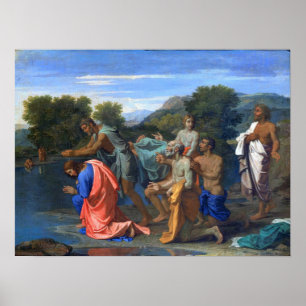Poussin - Taufe Christi Poster