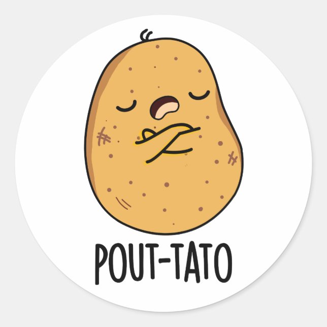 Pout-tato Funny Potato Pun Runder Aufkleber (Vorderseite)