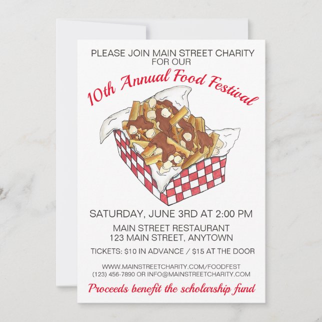 Poutine Quebec Canada Canadian Food Festival Party Einladung (Vorderseite)