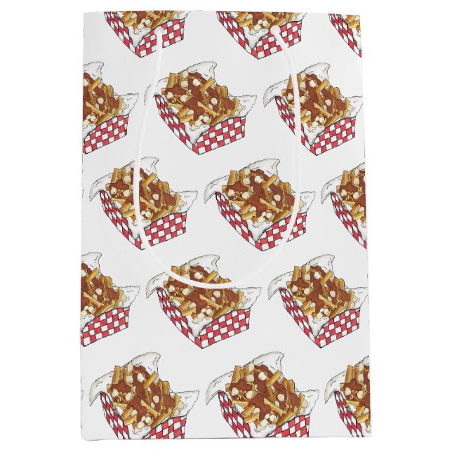 Poutine Quebec Canada Canadian Food French Fries Mittlere Geschenktüte (Vorderseite)
