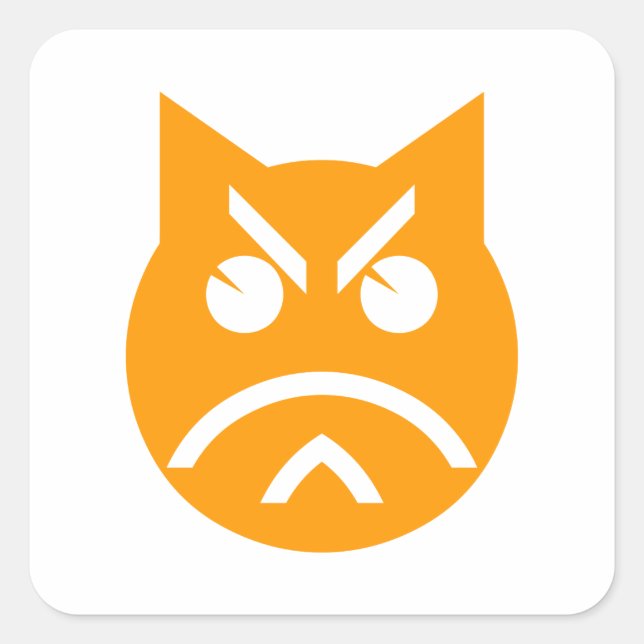 Pouting Emoji Cat Quadratischer Aufkleber (Vorderseite)