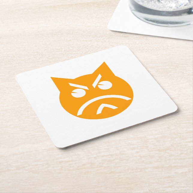 Pouting Emoji Cat Rechteckiger Pappuntersetzer (angewinkelt)