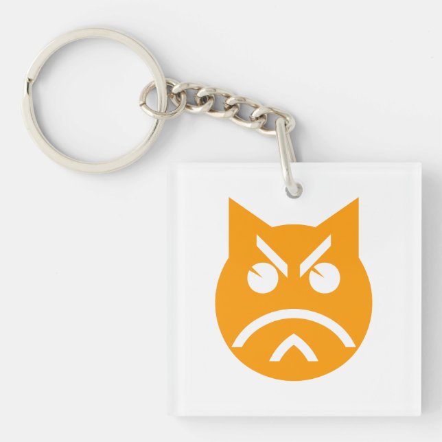 Pouting Emoji Cat Schlüsselanhänger (Vorderseite)