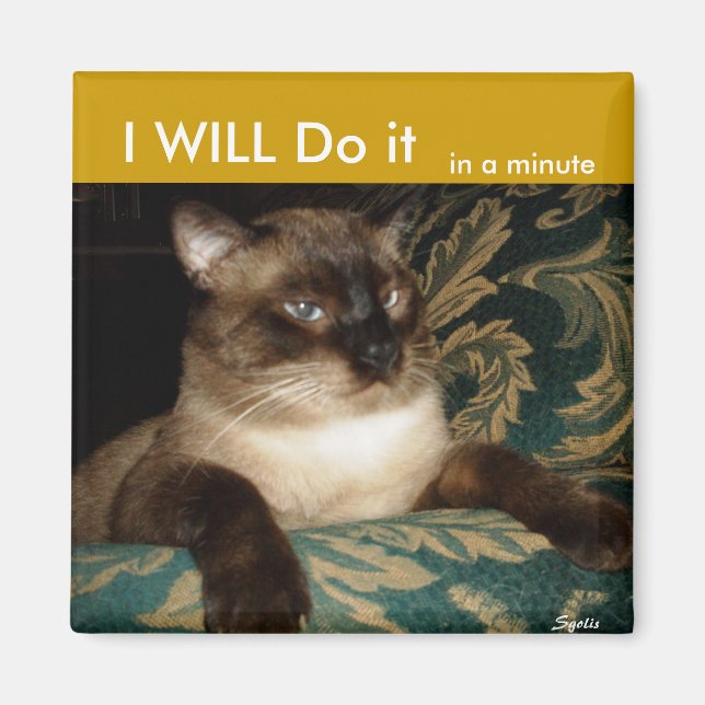 Pouty Siamese Cat Kühlschrankmagnet Magnet (Vorne)