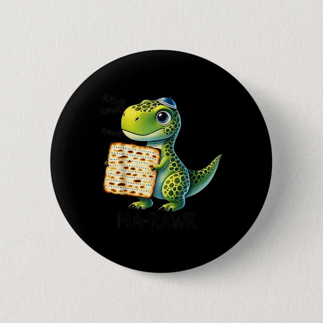 Pover Maror Ma-roar Dinosaur Funny Pesach Kleinkin Button (Vorderseite)