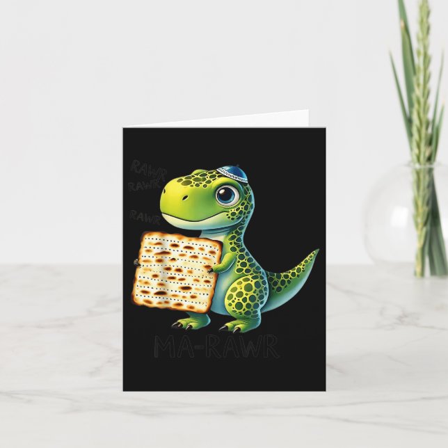 Pover Maror Ma-roar Dinosaur Funny Pesach Kleinkin Karte (Vorderseite)