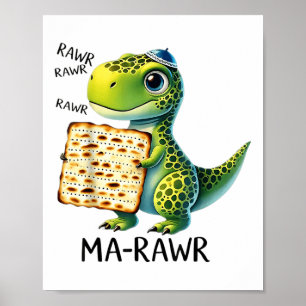 Pover Maror Ma-roar Dinosaur Funny Pesach Kleinkin Poster